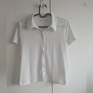 Abercrombie & Fitch White Short Sleeve Button Down Shirt